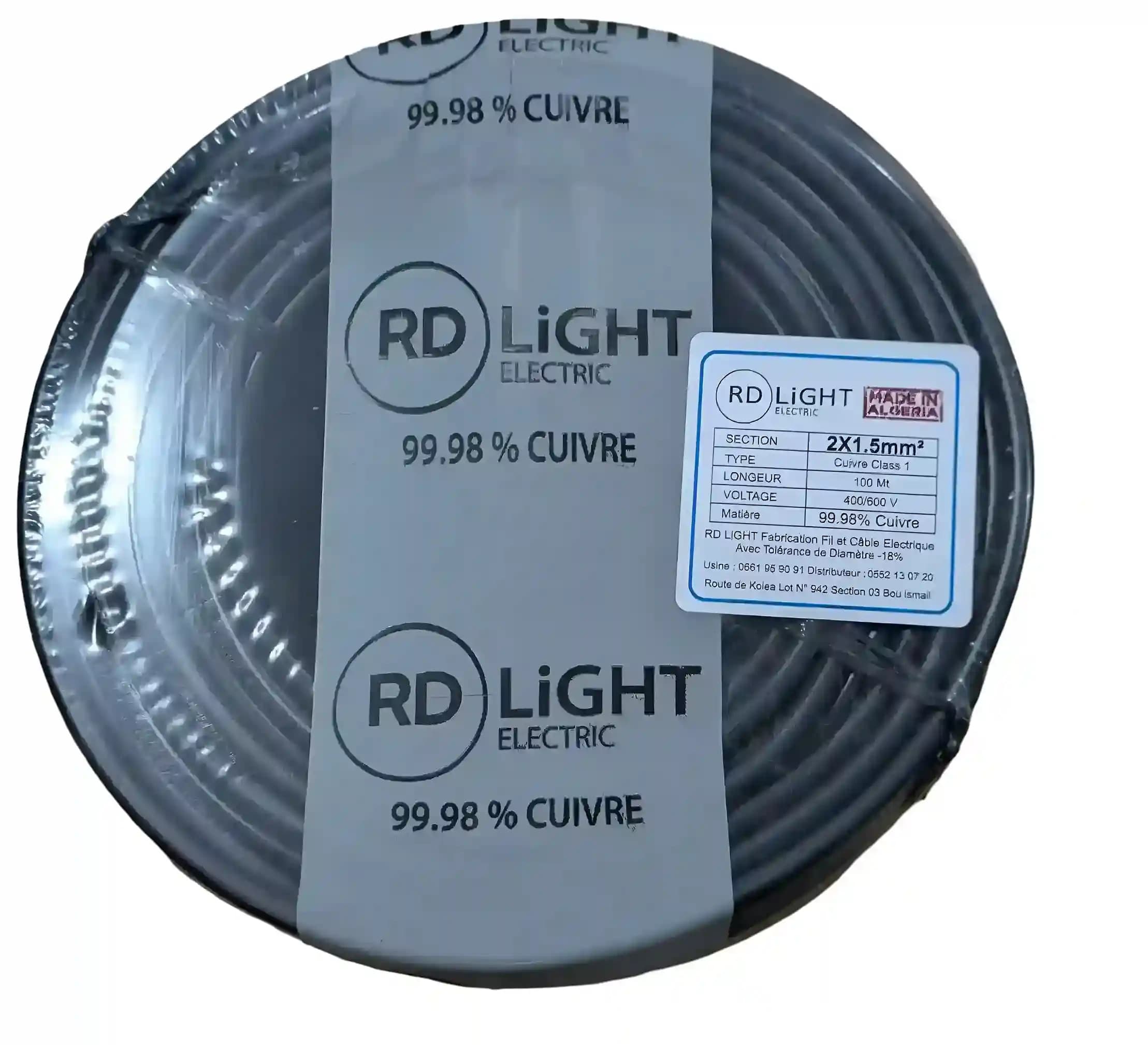 Câble rigide DELKA 2x1,5 mm² - cuivre