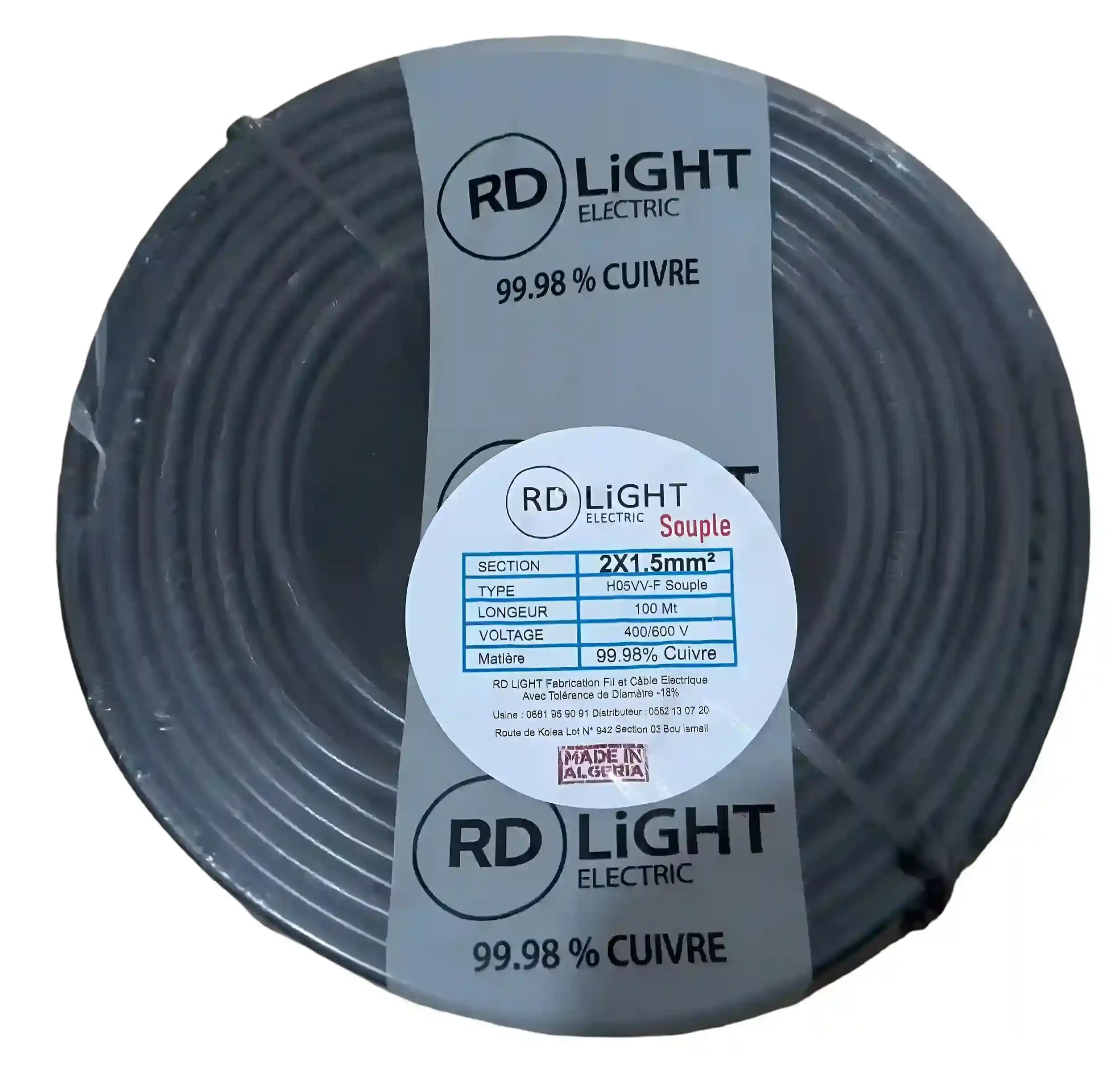 Câble souple DELKA 2x1,5 mm² - cuivre