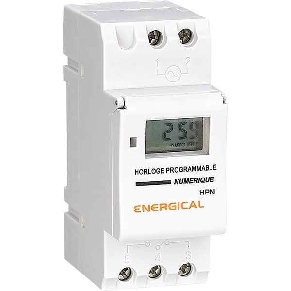 Horloge programmable numérique ENERGICAL HPN3 – journalière/hebdomadaire, rail DIN